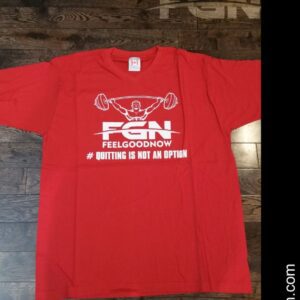 A red t-shirt with the words " fighting is not an option ".
